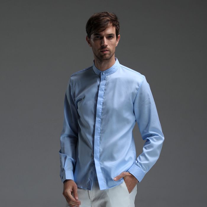 Mens mandarin collar dress shirt