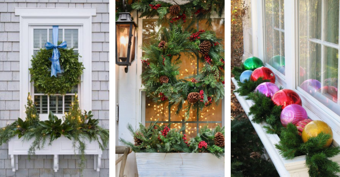 How to decorate outdoor window boxes for christmas