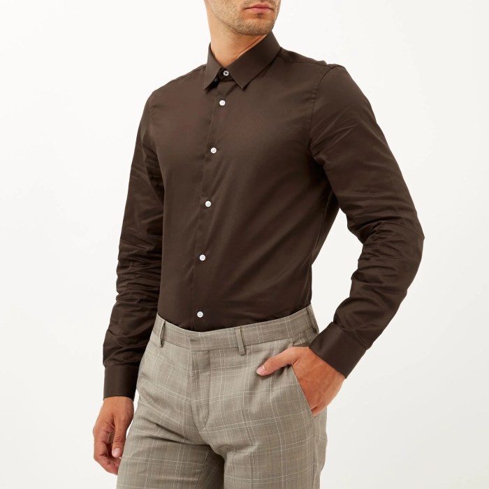 Mens brown long sleeve dress shirts